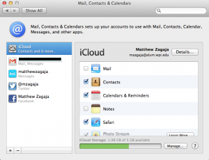 Apple Mail, Contacts, and Calendars Settings